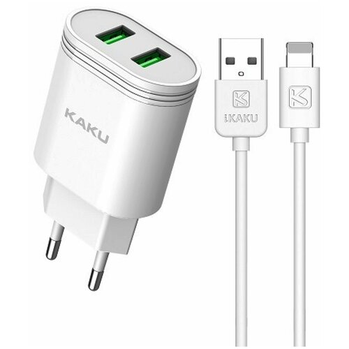Сетевой адаптер usb, Сетевое зарядное устройство, зарядное устройство для телефона KAKU KSC-372 + кабель Lightning