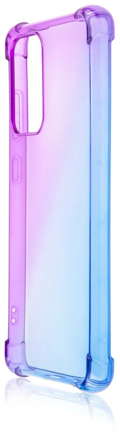 Силиконовый чехол для Samsung Galaxy A52 (Самсунг Галакси А52) противоударный, защита модуля камер, прозрачный сиренево-голубой ROSCO