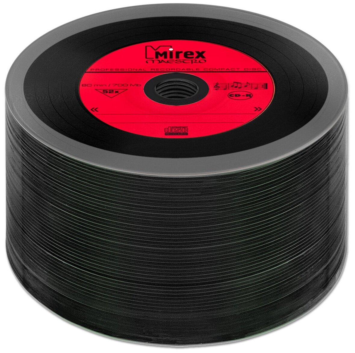 Диск Mirex CD-R 700Mb 52X MAESTRO Vinyl ("виниловая пластинка"), красный, упаковка 50 шт.