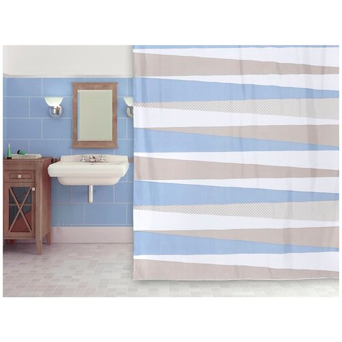 фото Штора для ванны elpoa, 180х200 см, полиэстер, цвет бежевый/голубой wess