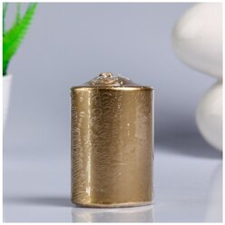 Свеча - цилиндр парафиновая, лакированная, золотой металлик, 5,6×8 см 4723604