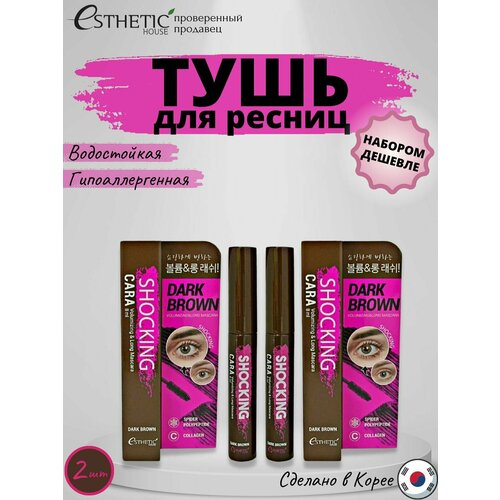 Esthetic House Набор: Тушь для ресниц Shocking Cara Volumizing & Long Mascara Dark Brown, Корея, 2 шт