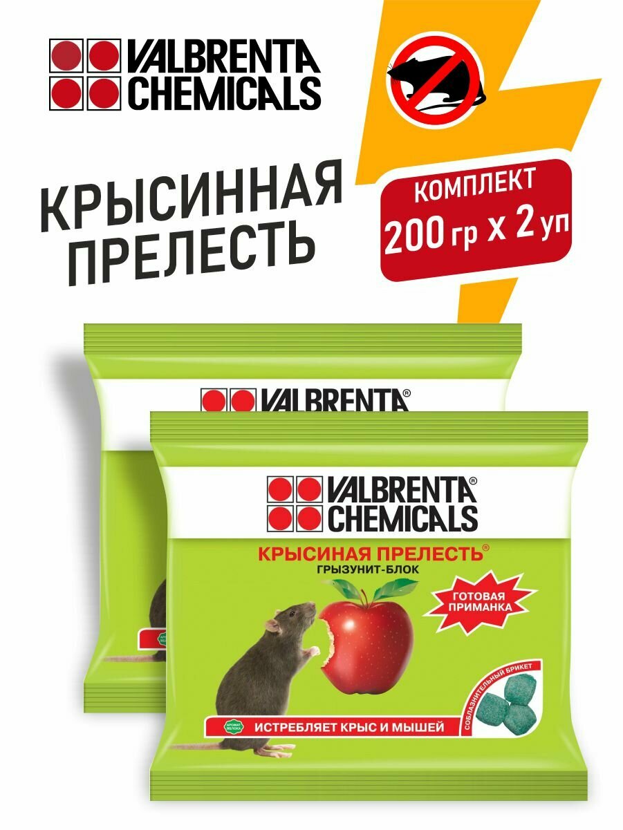 Родентицидное средство Грызунит-Блок ТБ 100 гр. саше 2 штуки/уп