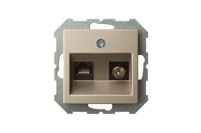 розетка TV/компьютерная RJ45 LIREGUS Epsilon, шампань - фото №3