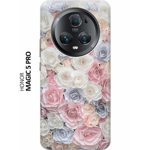 Силиконовый чехол на Honor Magic5 pro / Хонор Мэджик 5 Про с принтом Пастельные розы