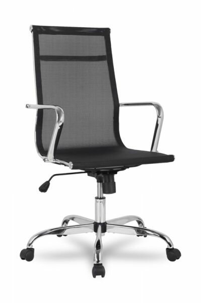 Офисное кресло College H-966F-1 для руководителя, макс. нагрузка 120 кг, сетчатая обивка, каркас металлический хромированный H-966F-1/Black черный