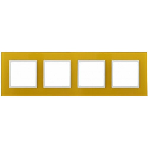 ЭРА 14-5104-21 Elegance Желтый/белый стекло рамка 4-ая Б0034530 (5 шт.)