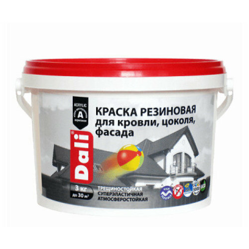 Dali краска резиновая для кровли цоколя фасада трещиностойкая эластичная атмосферостойкая 6кг терракотовый 2555₽