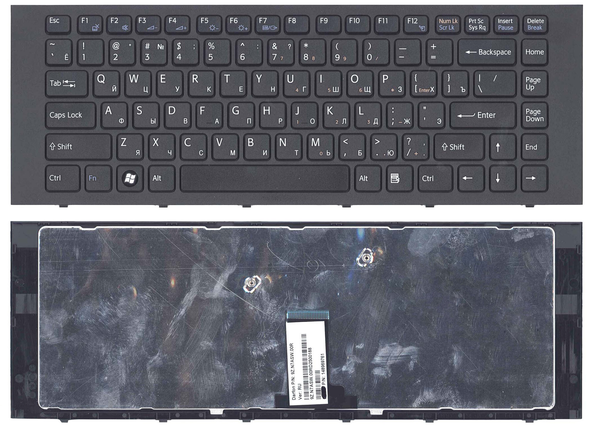 Клавиатура для ноутбука Sony Vaio VPC-EG1S1R/W черная с рамкой