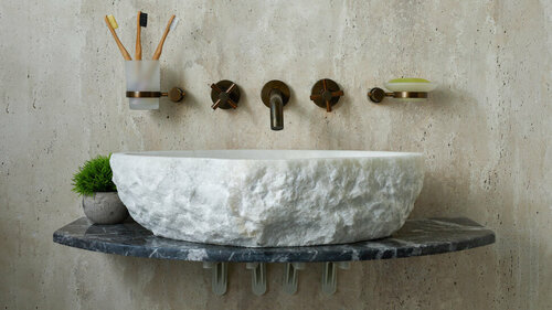 Мраморная раковина для ванной Sheerdecor Balena 373072311 из белого натурального камня
