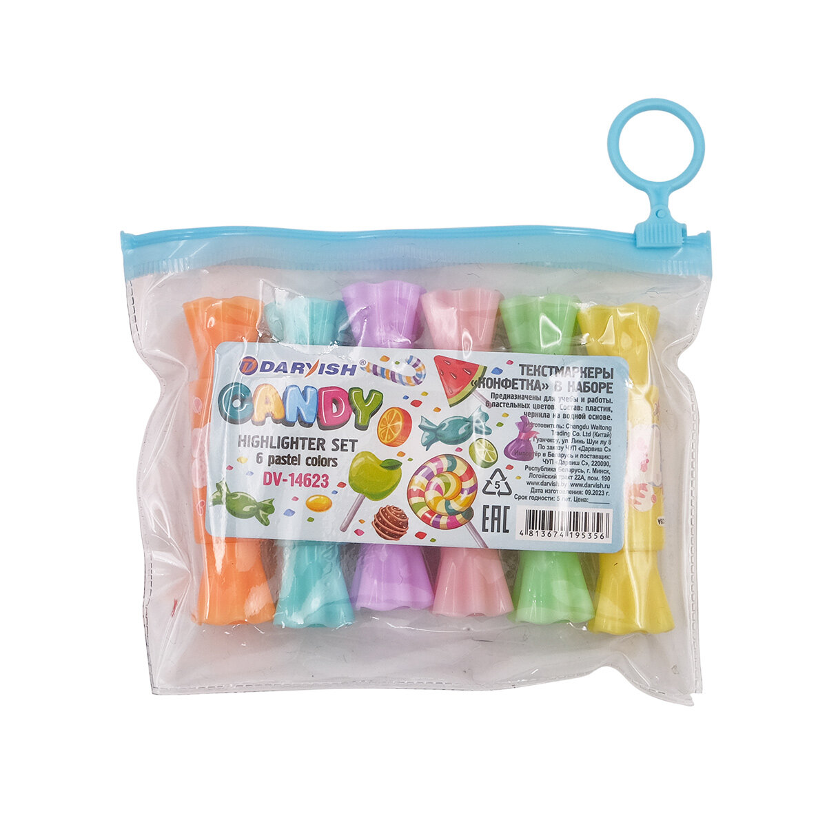 Маркеры текстовыделители Darvish "Конфетки", 6 цветов в упаковке — фото 1