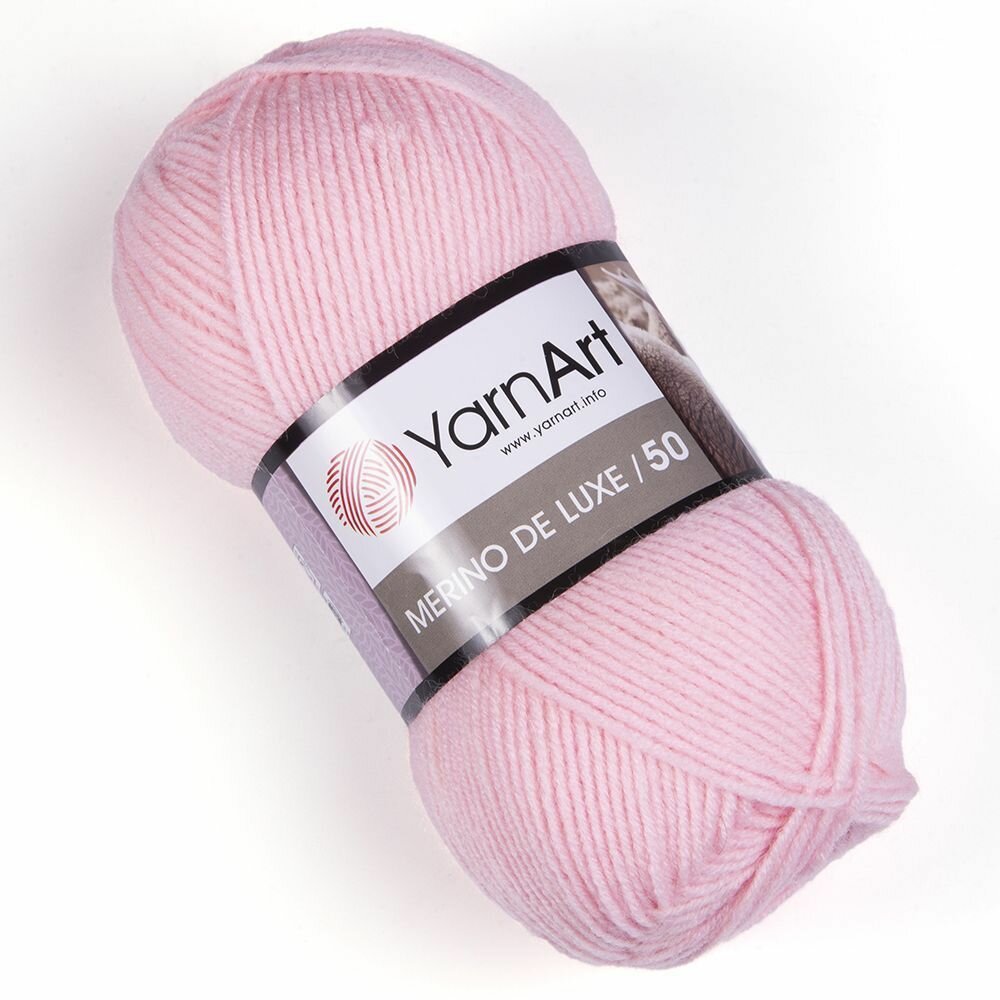 Пряжа MERINO DE LUXE 50 (YarnArt), неж. розовый - 217, 50% шерсть, 50% акрил, 5 мотков, 100 г, 280 м.