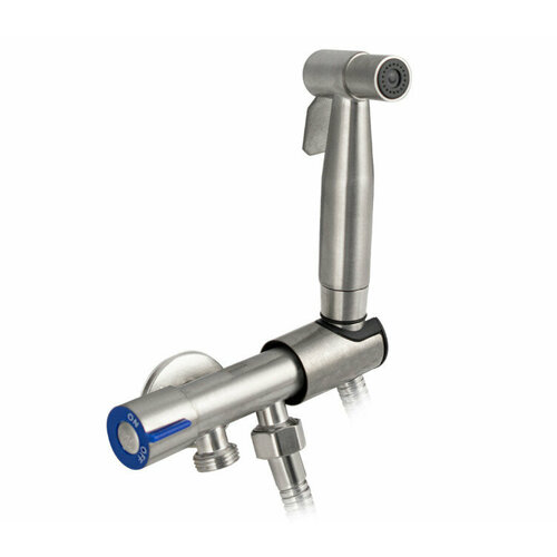 Набор биде гигиенический МАК 2045 сатин (двойной шаровый кран + лейка + шланг + кронштейн)