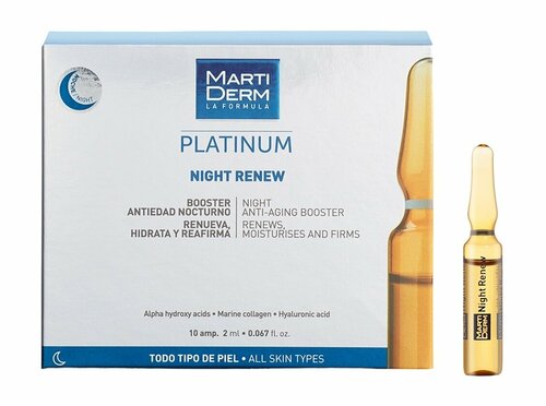 Регенерирующая ночная сыворотка уход в ампулах 20 мл Martiderm Platinum Night Renew