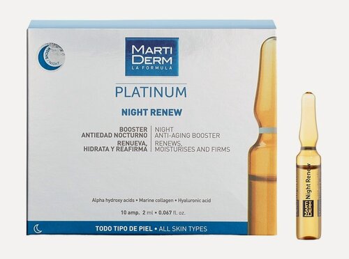 Изображение товара MARTIDERM Platinum Night Renew Ампулы для лица «Ночное восстановление», 10х2 мл