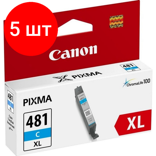 Комплект 5 штук, Картридж струйный Canon CLI-481XL C 2044C001 гол. пов. емк для Pixma TS8140
