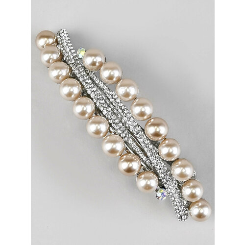 Красивая заколка автомат украшения для волос с жемчугом и стразами автоматическая заколочка для женщин и девочек 329₽