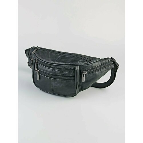 Сумка барсетка Skin, фактура гладкая, черная кожа