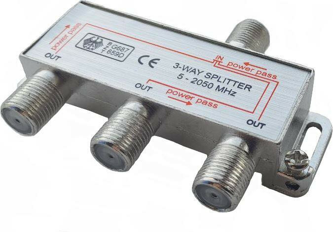 Сплиттер (сигнал (6450) Сплиттер 3-WAY 5-2050МГц, с проходом по питанию)