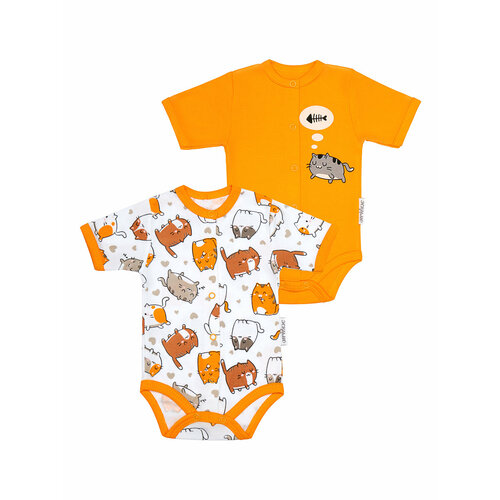Боди Эскимо, комплект из 2 шт., размер 56-86, белый, желтый боди для новорожденных одежда для маленьких девочек летняя милая детская одежда с коротким рукавом