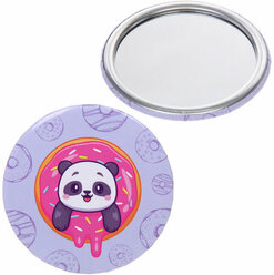 Зеркало косметическое круглое «коллекция марципан», мишка панда, d-7,5см (пакет с подвесом)