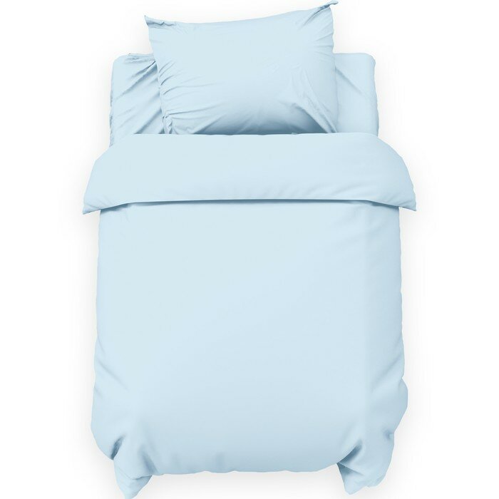 фото КПБ "Крошка Я" Light blue 112*147 см, 60*120+20 см, 40*60 см, 100% хлопок