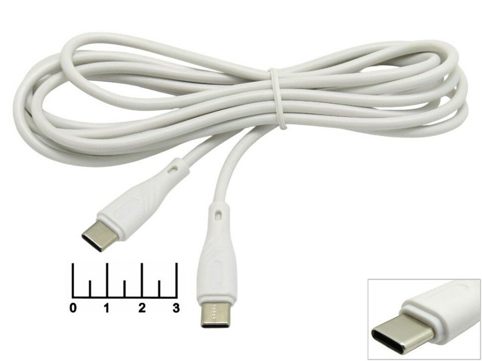 Кабель интерфейсный USB 2.0 Cablexpert Type-C/Type-C, Classic 0.1, 3A, 60Вт, PD/QC3.0, медь, 2м, белый, коробка - фото №5