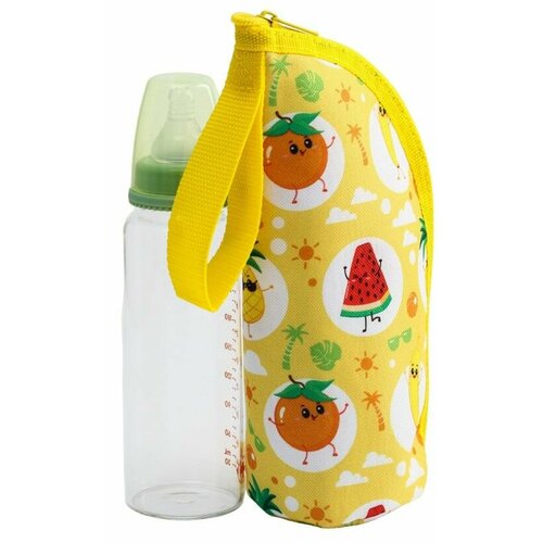 Термо-чехол для детской бутылочки "Фруктовая тусовка" сумка-термос на молнии, контейнер для сохранения тепла и холода с фольгированным покрытием
