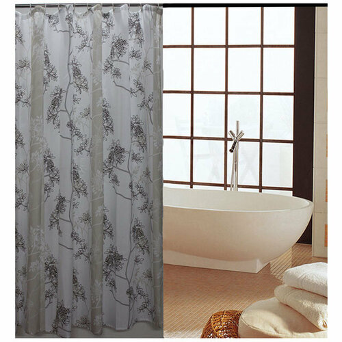 Занавеска для ванной ofelis веточки 200х180 см полиэстер белая 2208₽