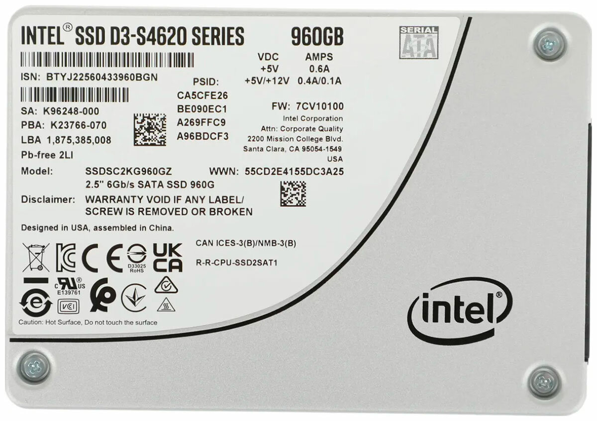 SSD накопитель Intel D3-S4620 SSDSC2KG960GZ01 960ГБ, 2.5", SATA III [ssdsc2kg960gz0199a0d9] - фото №20