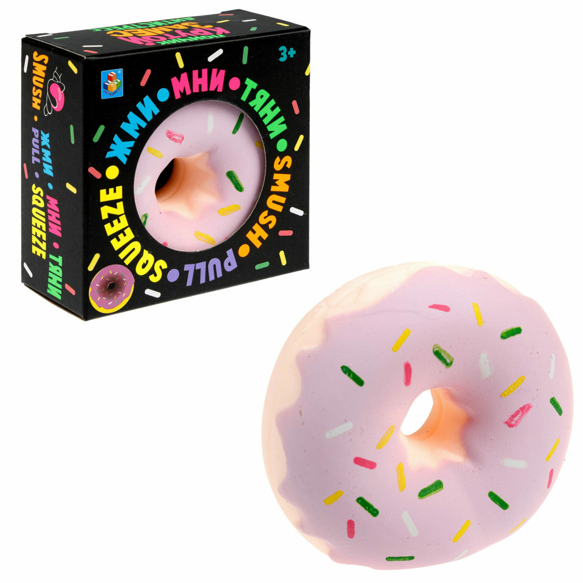 Игрушка антистресс Крутой замес 1TOY пончик фиолетовый 1шт для рук, растягивающаяся, мялка, тянучка