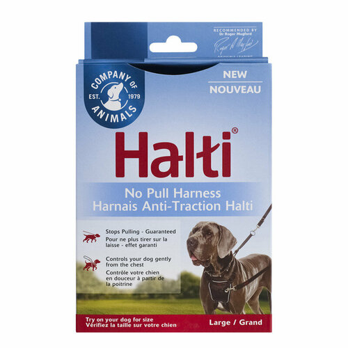 Шлейка для собак препятствующая натяжению Company of Animals "HALTI No Pull", черная, size L (Великобритания)