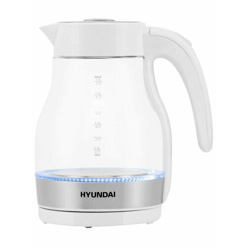 Электрочайник Hyundai HYK-G3802 1.7л 2200Вт белый/серебристый — купить, цена, характеристики