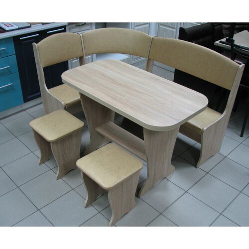 Кухонный уголок Весна с раскладным столом лдсп Дуб Сонома, кож зам Бежевый