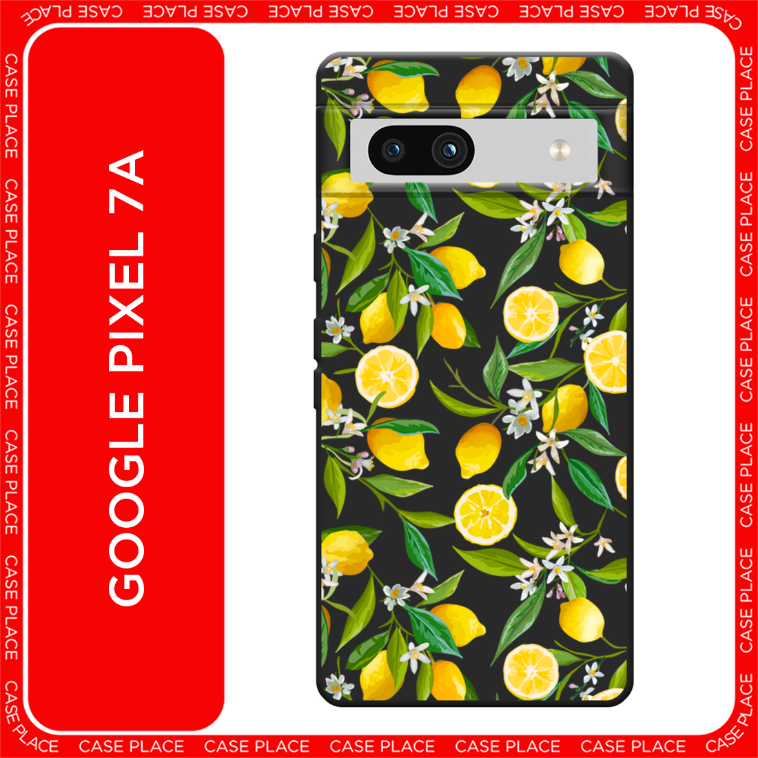 Черный матовый чехол на Google Pixel 7a / Гугл Пиксель 7a с принтом Сочные лимоны