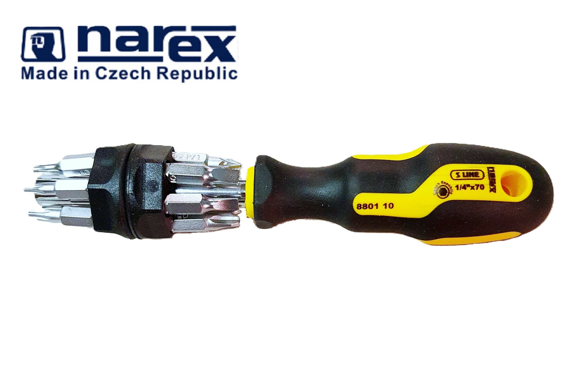 Отвертка NAREX S Line Profi (880110) с набором бит (12шт) в кассетах