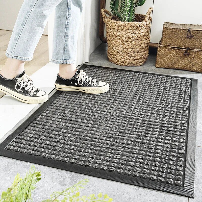 Резиновые клетчатые дверные коврики серые gray 45x75cm