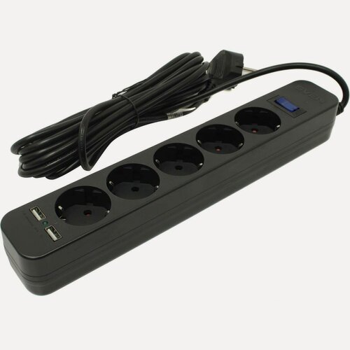 Изображение товара Сетевой Фильтр (пилот) SVEN SF-05LU3,0 м (5 евро розеток,2 USB) черный