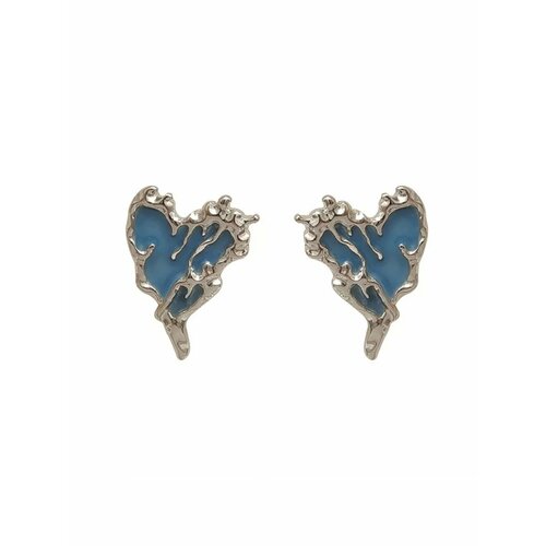 фото Серьги пусеты, эмаль, серебристый/голубой be self true jewel