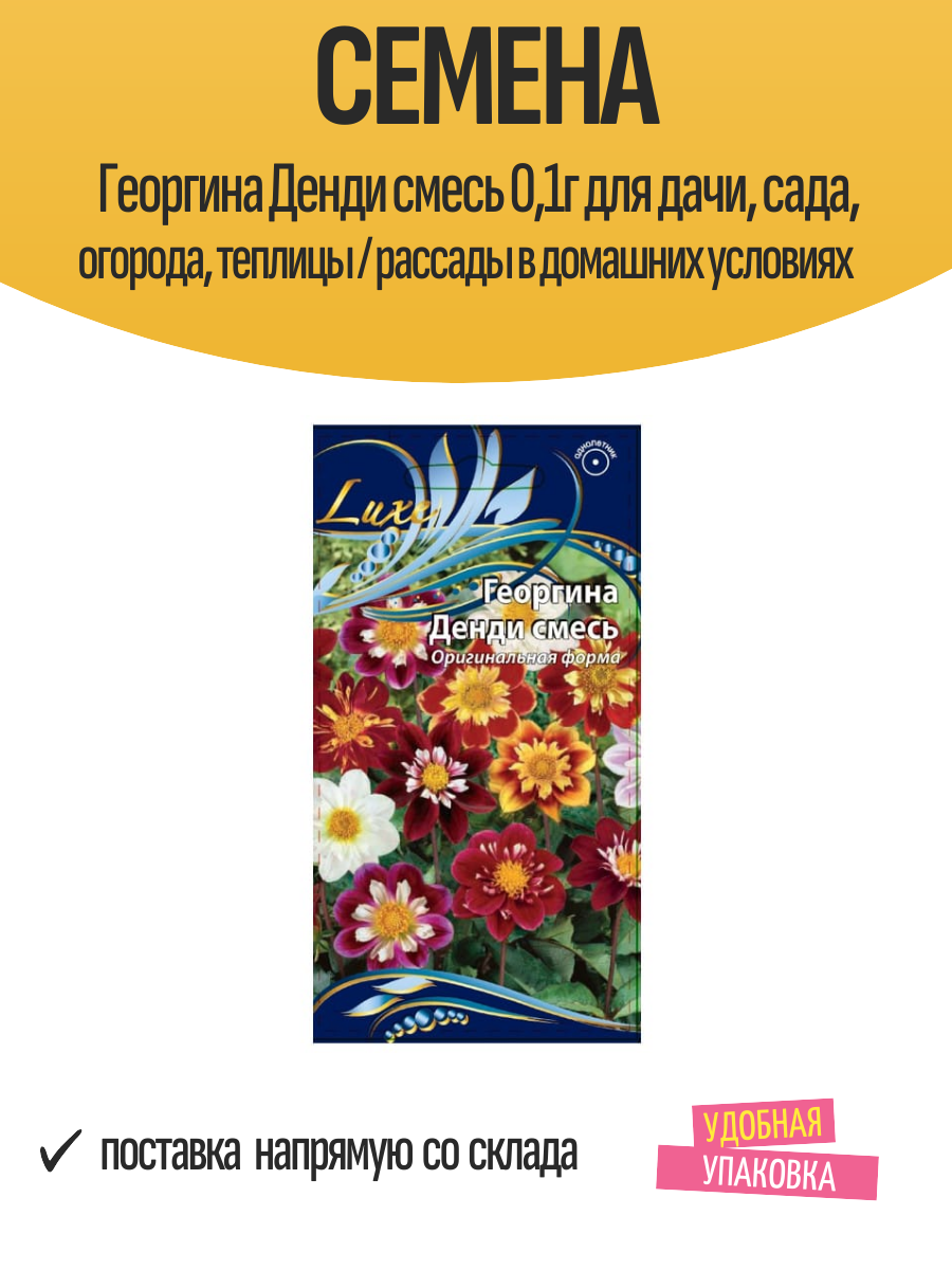Семена Георгина Денди смесь 01г для дачи сада огорода теплицы / рассады в домашних условиях