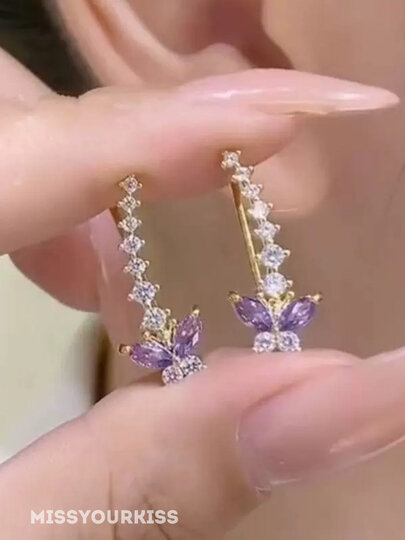 Серьги , лавандовый — фото 1