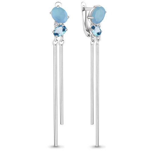 Серьги AQUAMARINE, серебро, 925 проба, турмалин, серебряный