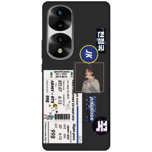 Матовый чехол BTS Stickers для Honor 70 Pro / Honor 70 Pro+ / Хонор 70 / 70 Про Плюс с 3D эффектом черный матовый чехол beatles stickers для honor 70 pro honor 70 pro хонор 70 70 про плюс с 3d эффектом черный