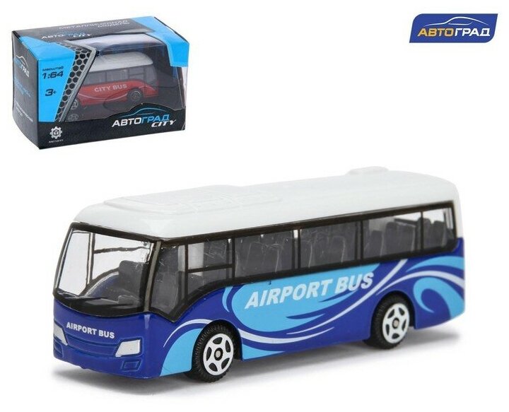 Автоград Автобус металлический «Междугородний», масштаб 1:64, цвет синий