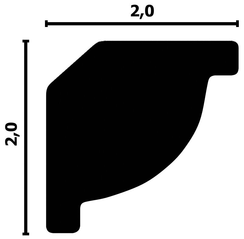 Гладкий потолочный плинтус (карниз) Перфект Плюс P38. Размер 20х20 мм длина 2 метра.