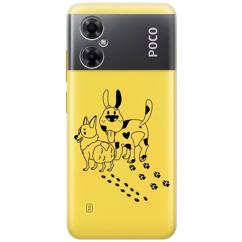Силиконовый чехол с принтом Funny doggies для Xiaomi Poco M4 5G Global / Сяоми Поко М4 5Г силиконовый чехол с принтом magic paint для xiaomi poco m4 5g global сяоми поко м4 5г
