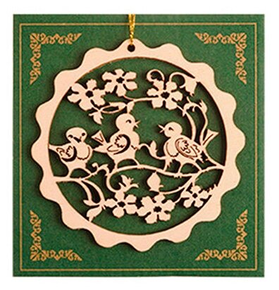 Весенний декор раскраска "Колечко с тремя птицами", дерево, 8х8 см