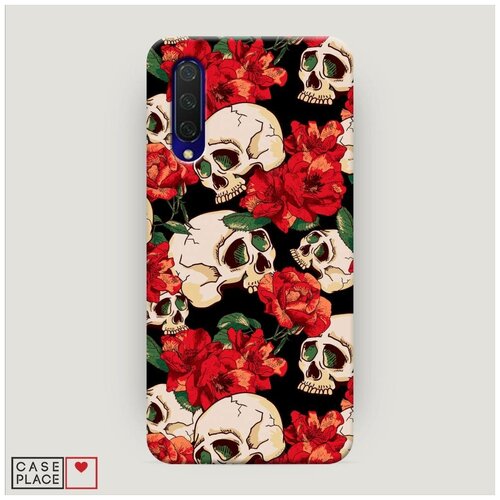 фото Чехол пластиковый xiaomi mi cc9 черепа с цветами case place
