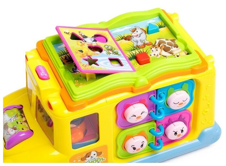 Развивающая игрушка "Автобус", световые и звуковые эффекты, формы, цвета, звуки животных, для детей и малышей