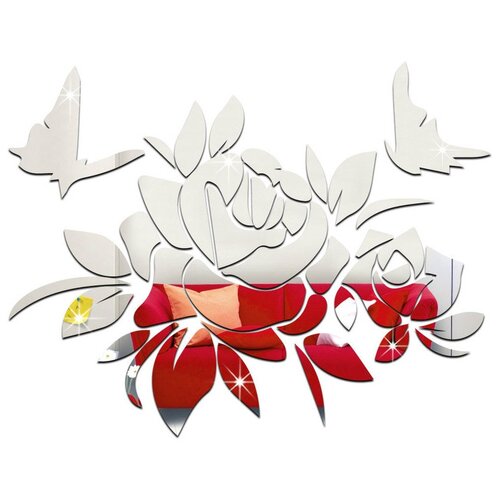 Зеркальная наклейка Пышная роза